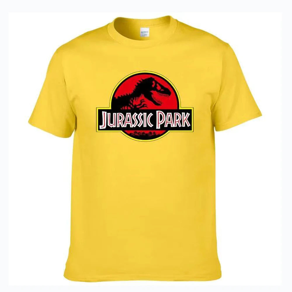 2023Jurassic Park T Shirt Men 100% Cotton Printed T-Shirt Casual Funny Tops Jurassic World Tees Short Sleeve Cool Tshirt 80045