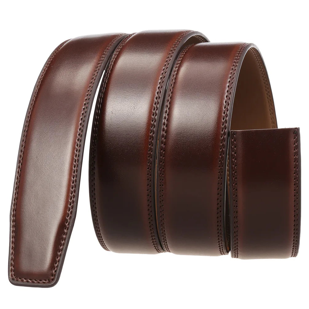 High Quality No-Holes Leather Ratchet Belt for Men