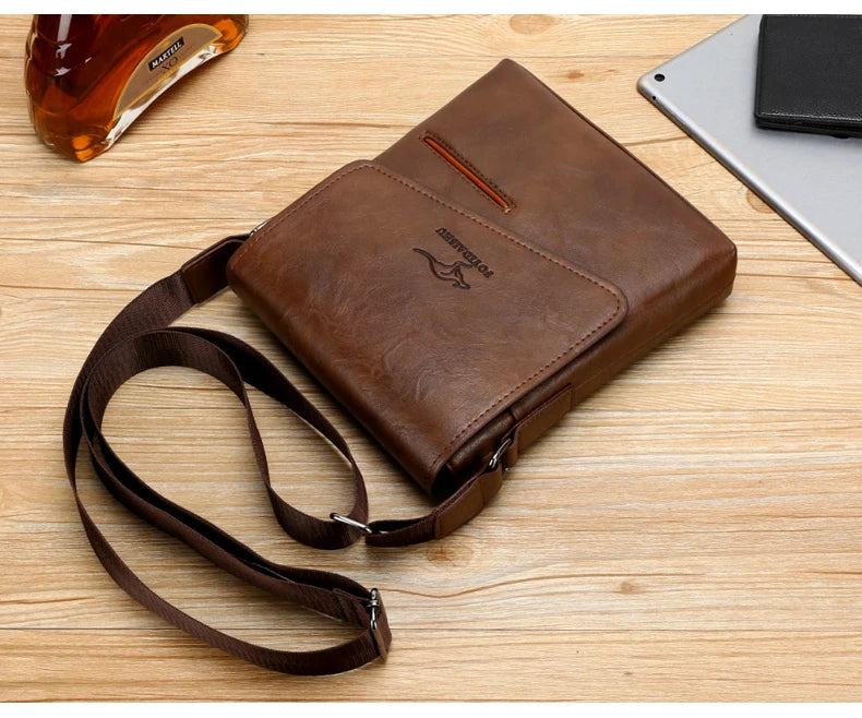 Kangaroo Leather Messenger Bag for Men