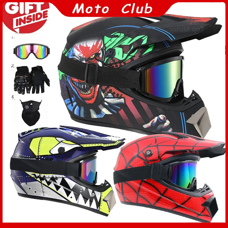 Motorcycle Helmet Off-road Helmet Bike Downhill AM DH Cross Helmet Capacete Motocross Casco Send 3 Gift Man Children Motocross