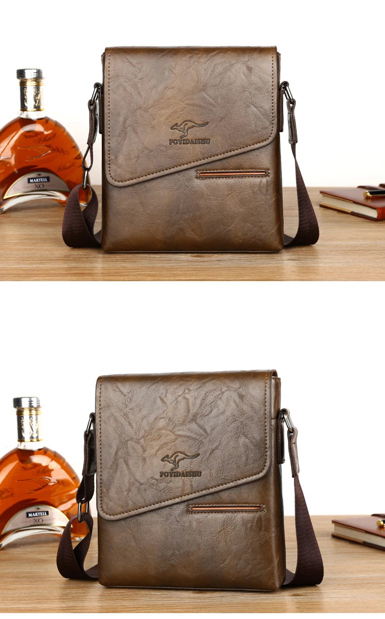 Kangaroo Leather Messenger Bag for Men