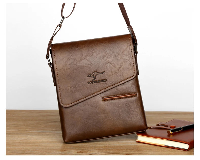 Kangaroo Leather Messenger Bag for Men