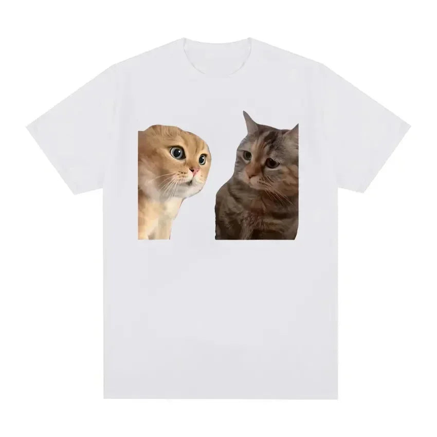 Funny Cute Cats Talking Meme Graphic T-shirts Women Fashion Short Sleeve T Shirt Casual Oversized T-shirt Women Clothing