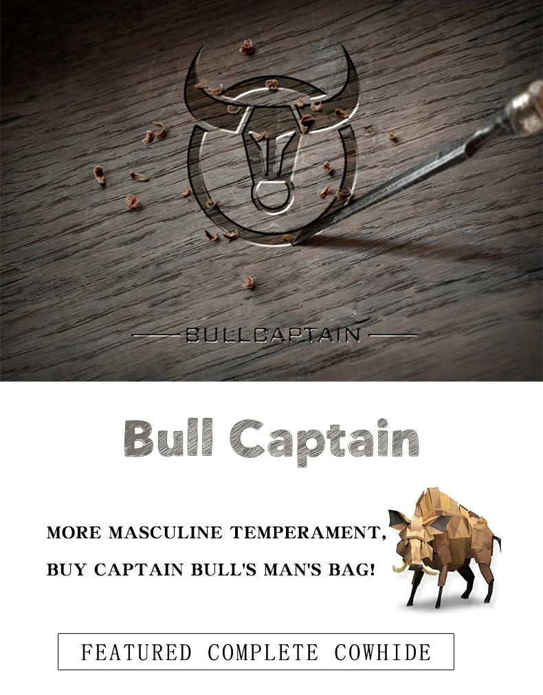 BULLCAPTAIN Multifunctional Leather Messenger Bag