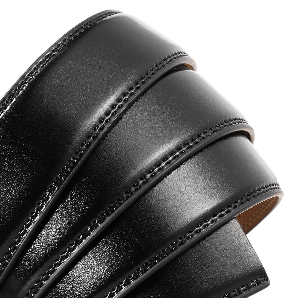 High Quality No-Holes Leather Ratchet Belt for Men