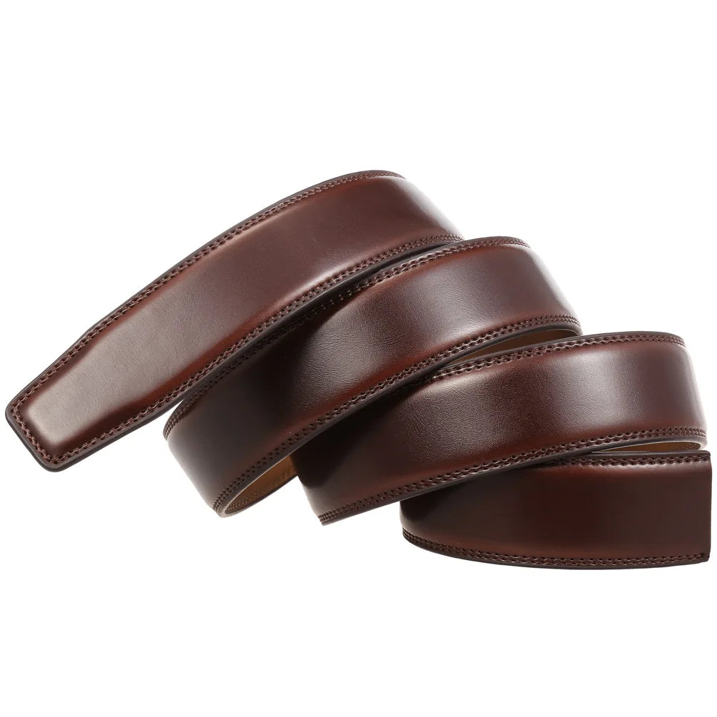 High Quality No-Holes Leather Ratchet Belt for Men