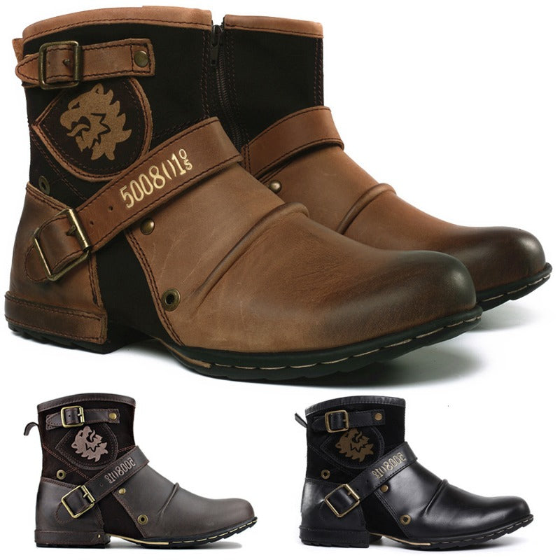 Men's Winter Leather Motorcycle Boots