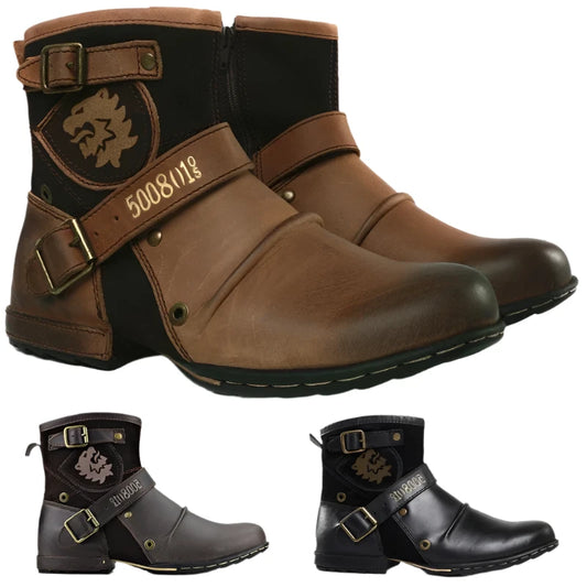 Men's Winter Leather Motorcycle Boots