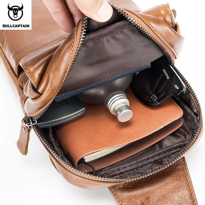 BULLCAPTAIN Multifunctional Leather Messenger Bag