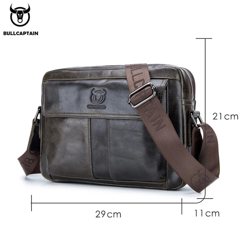 BULLCAPTAIN Leather Men's Business Briefcase Bag