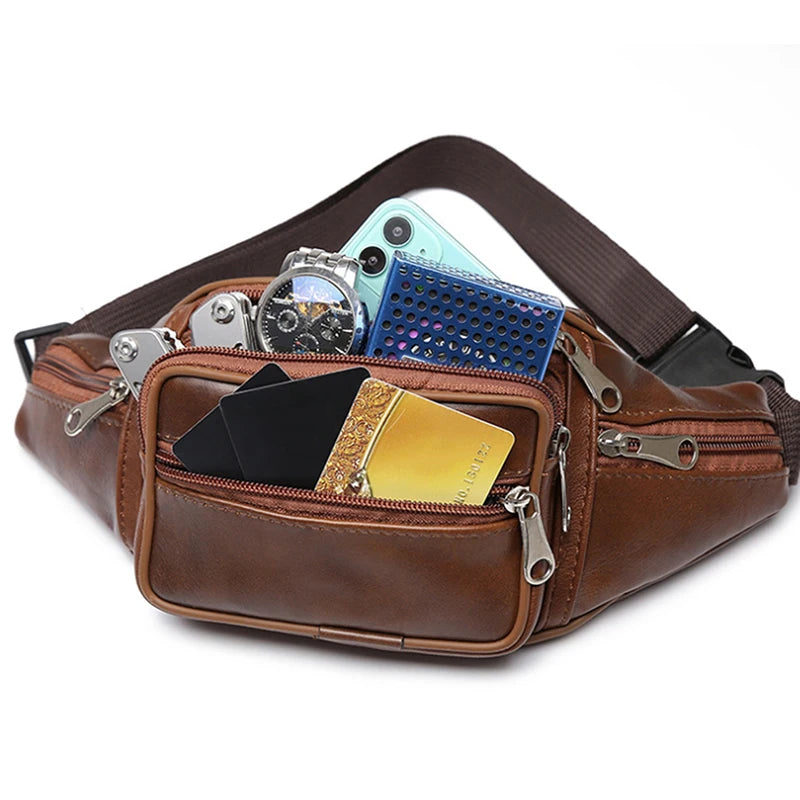 Men's PU Leather Waist Pack Bag