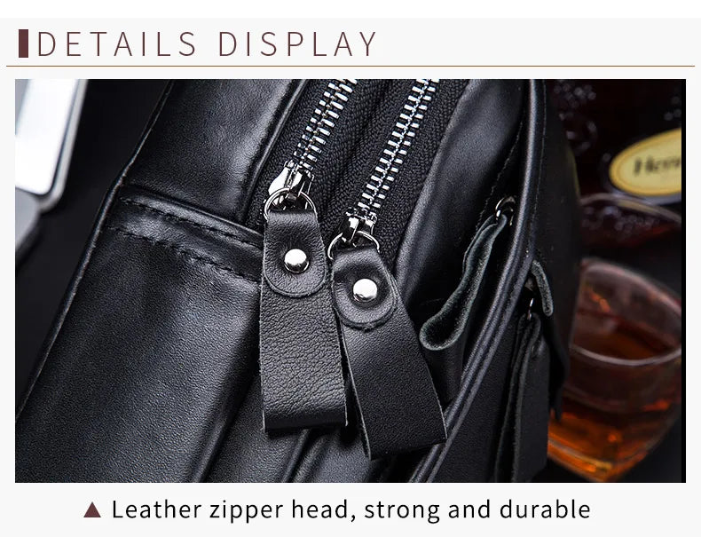 BULLCAPTAIN Genuine Leather Men's Chest Bag