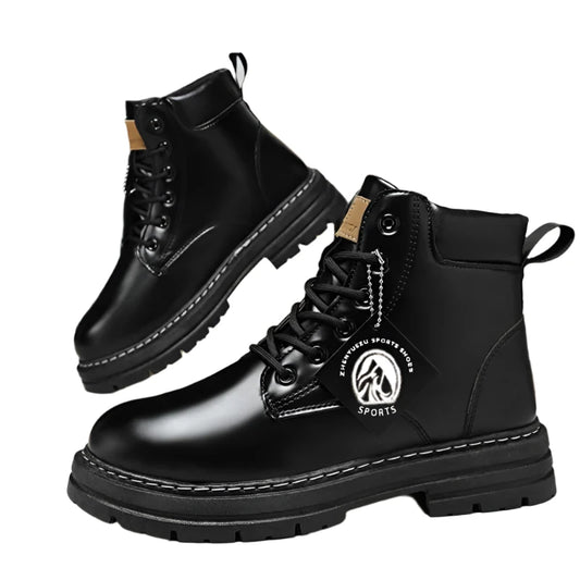 Men's Leather High-Top Motorcycle Boots