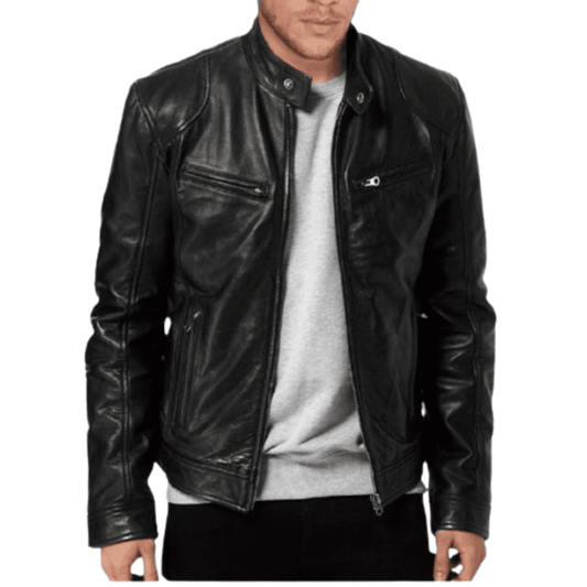 Sword Black Leather Jacket Black Bomber Jackets