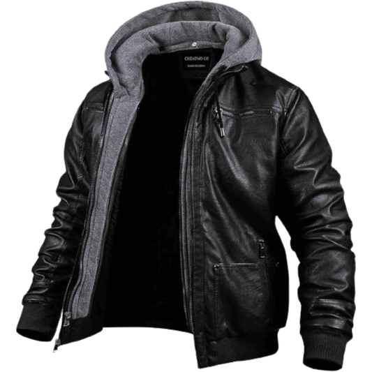 Vintage Black Leather Bomber Jacket Black Bomber Jackets