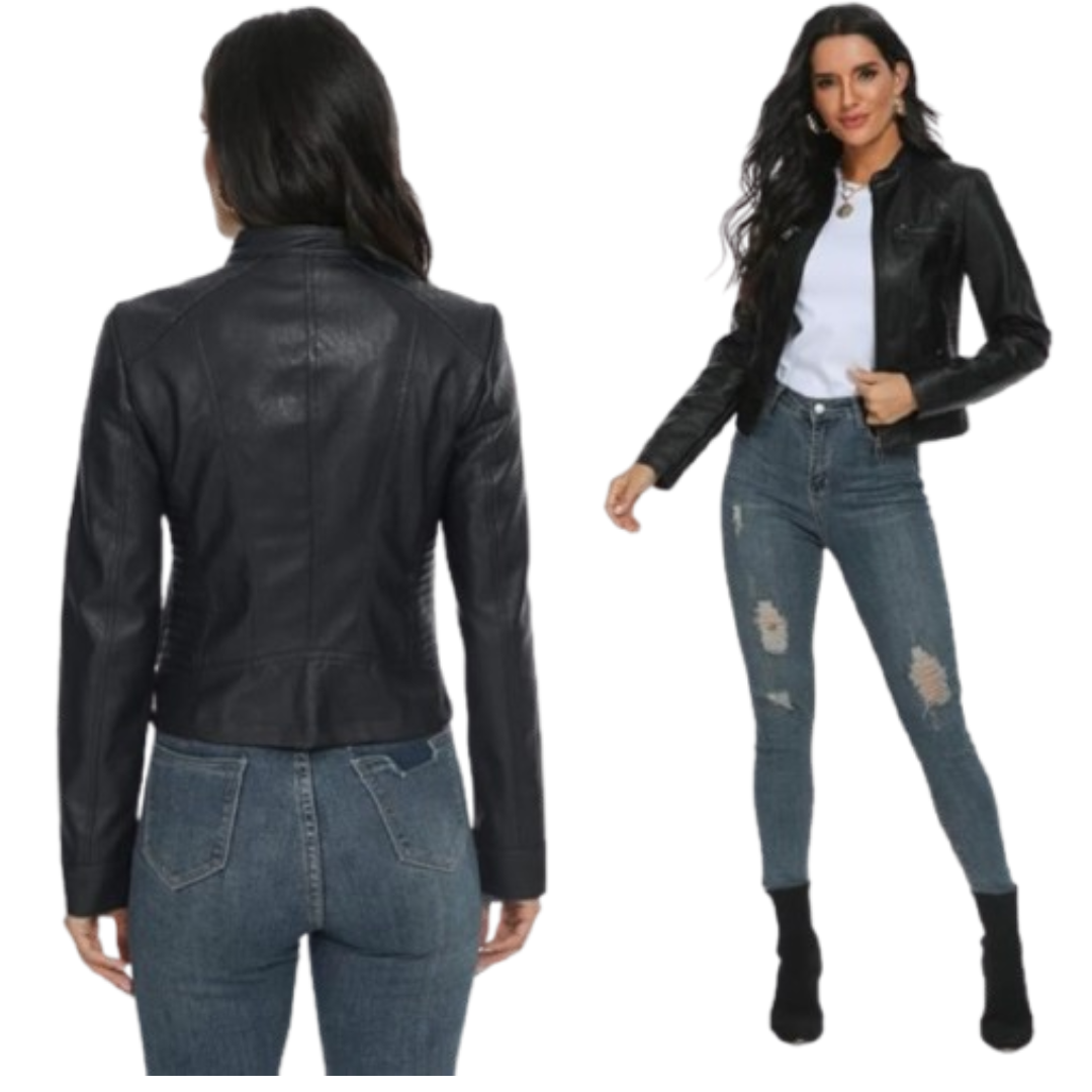 Women Black Leather Jacket Black Bomber Jackets