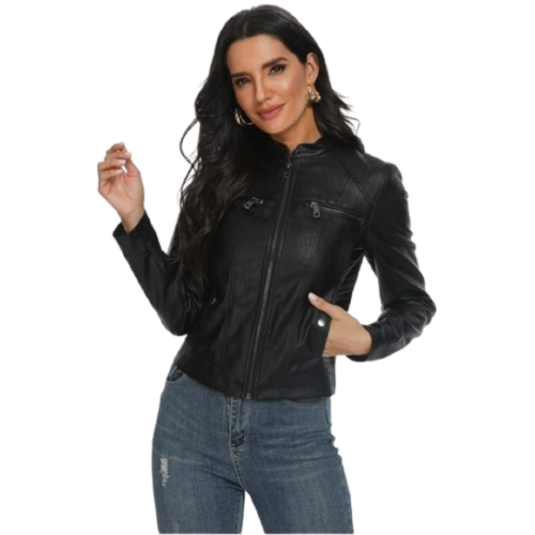 Women Black Leather Jacket Black Bomber Jackets