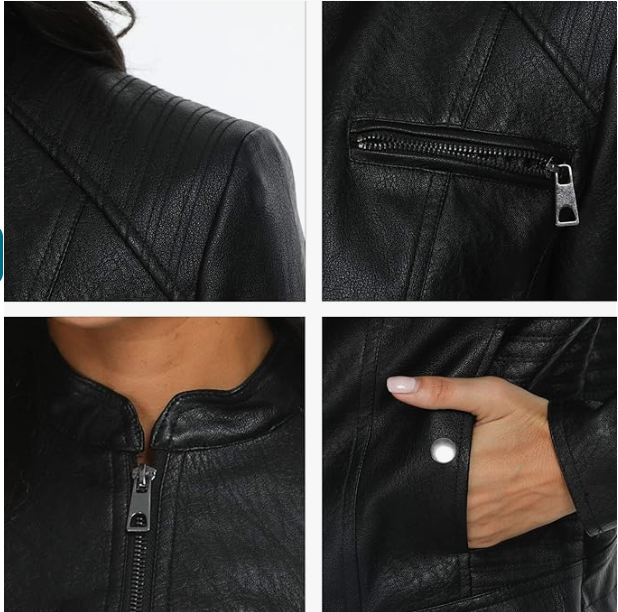 Women Black Leather Jacket Black Bomber Jackets