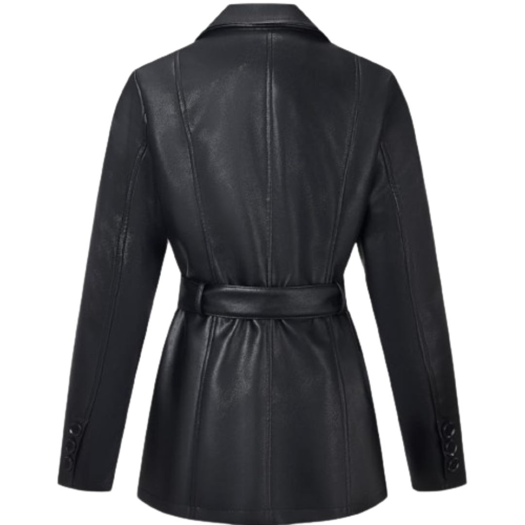 Women Faux Leather Blazer Jacket, Coat Black Bomber Jackets