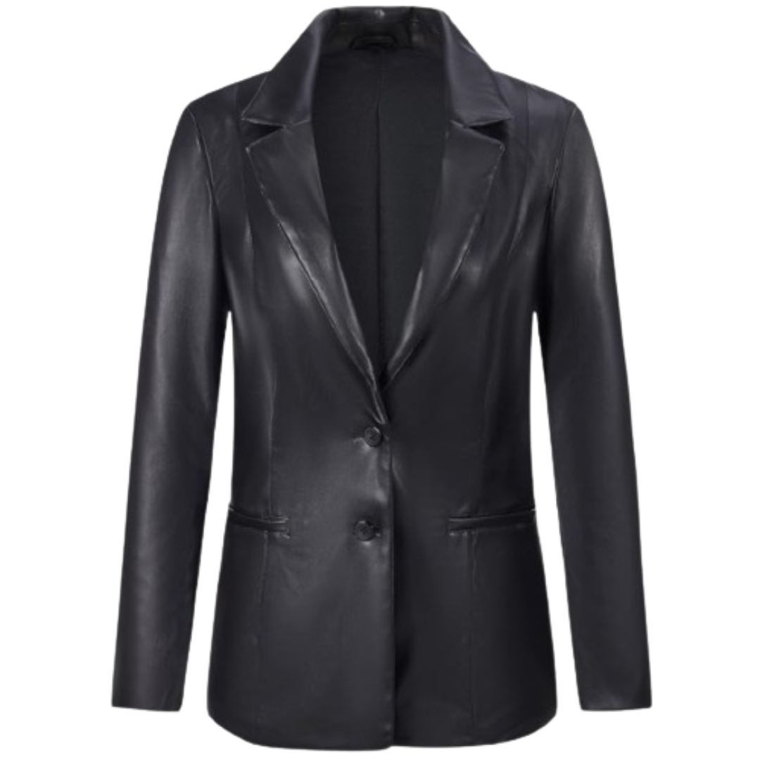 Women Faux Leather Jacket Blazer Black Bomber Jackets