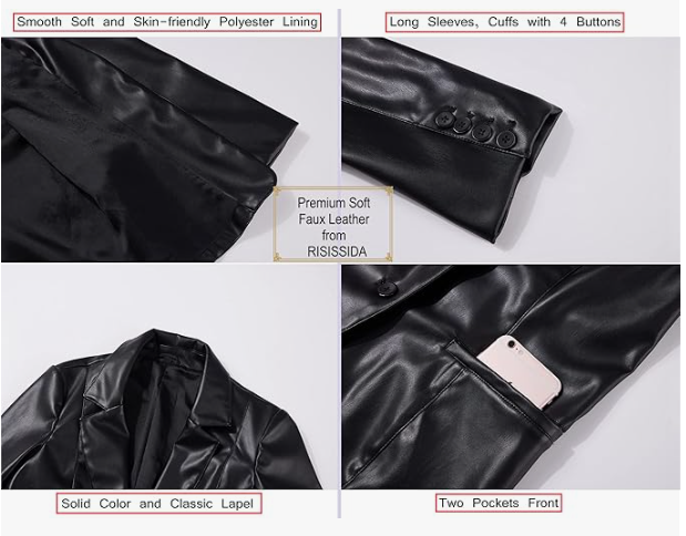 Women Faux Leather Jacket Blazer Black Bomber Jackets