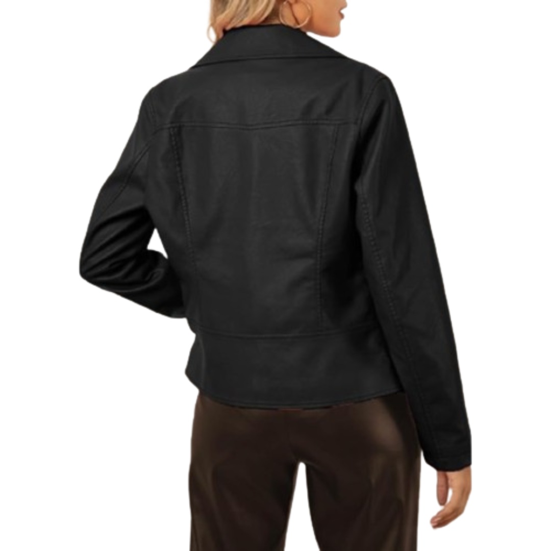 Women Leather Jacket, Biker Casual Jacket Black Bomber Jackets