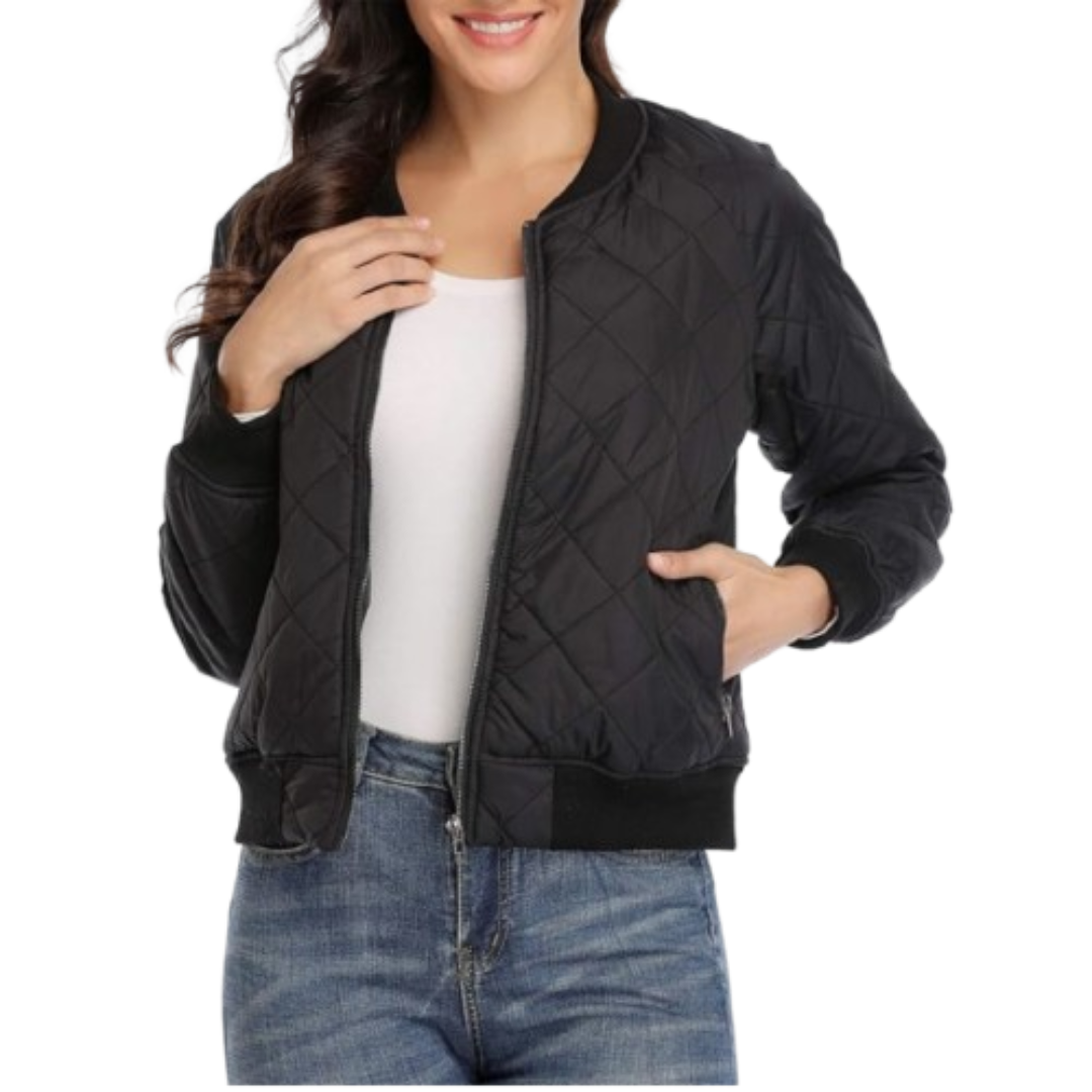 Women's Bomber Jacket With Pockets Black Bomber Jackets