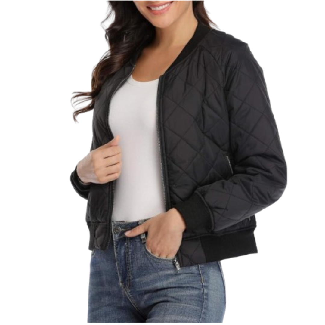 Women's Bomber Jacket With Pockets Black Bomber Jackets