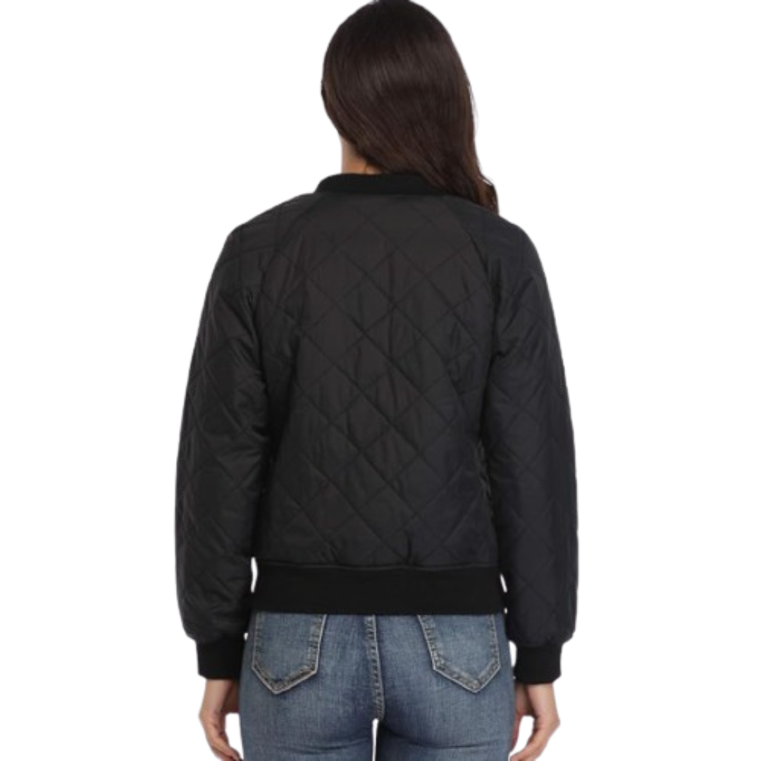 Women's Bomber Jacket With Pockets Black Bomber Jackets