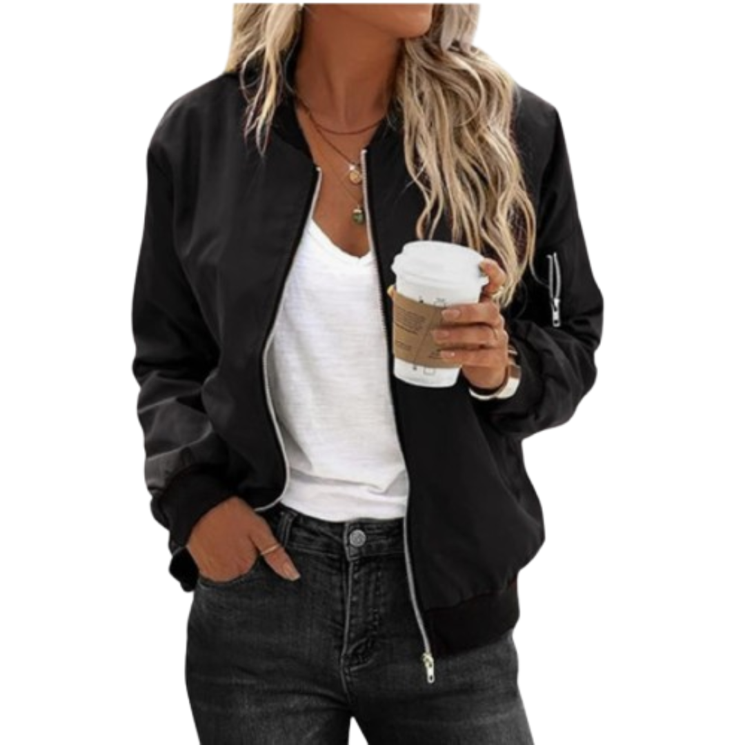 Women's Casual Jacket, Black Bomber Jacket Black Bomber Jackets