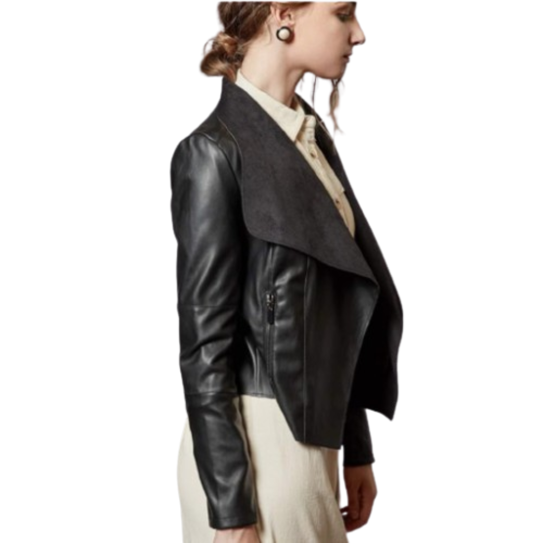 Women's Faux Leather Jackets Blazer Jackets Black Bomber Jackets