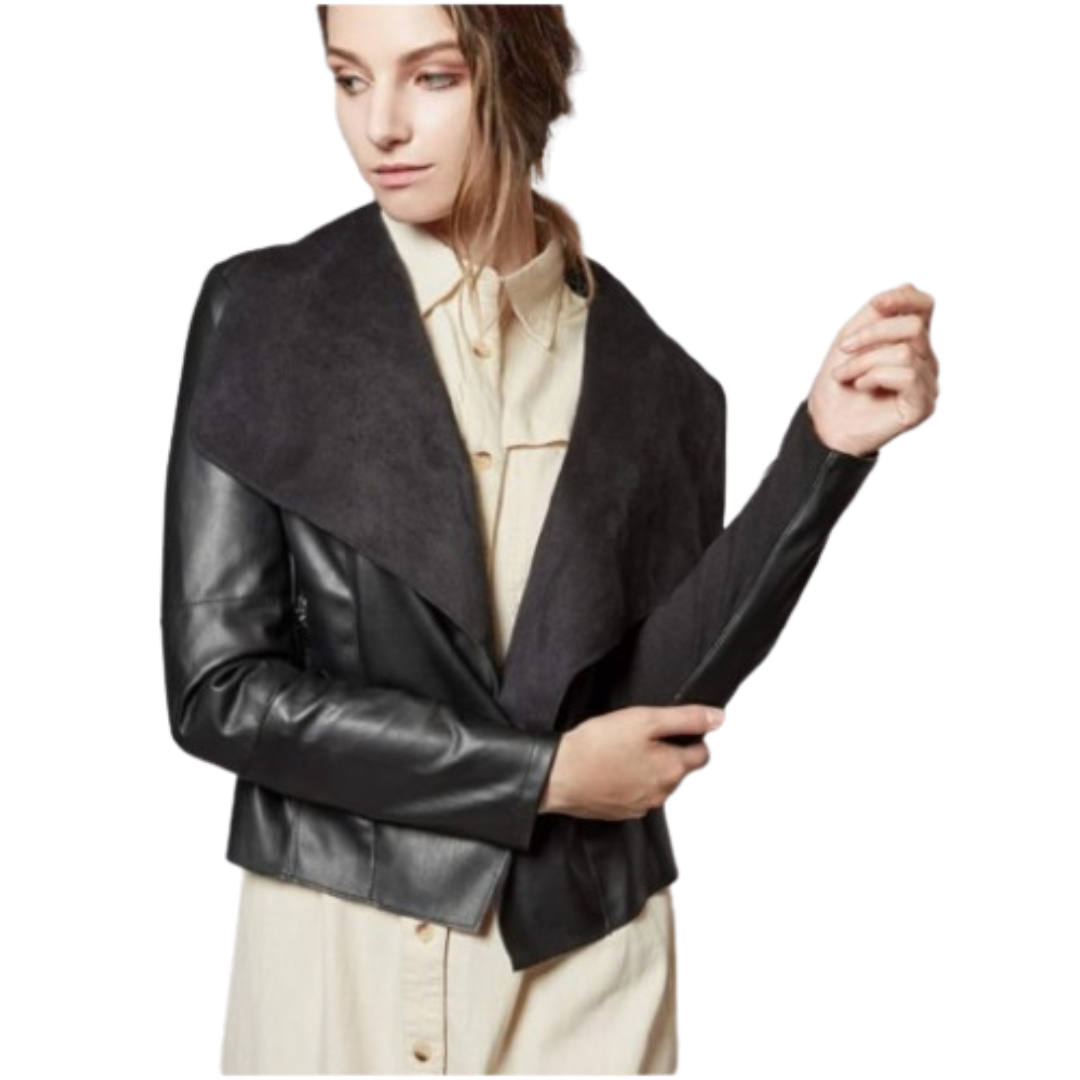 Women's Faux Leather Jackets Blazer Jackets Black Bomber Jackets