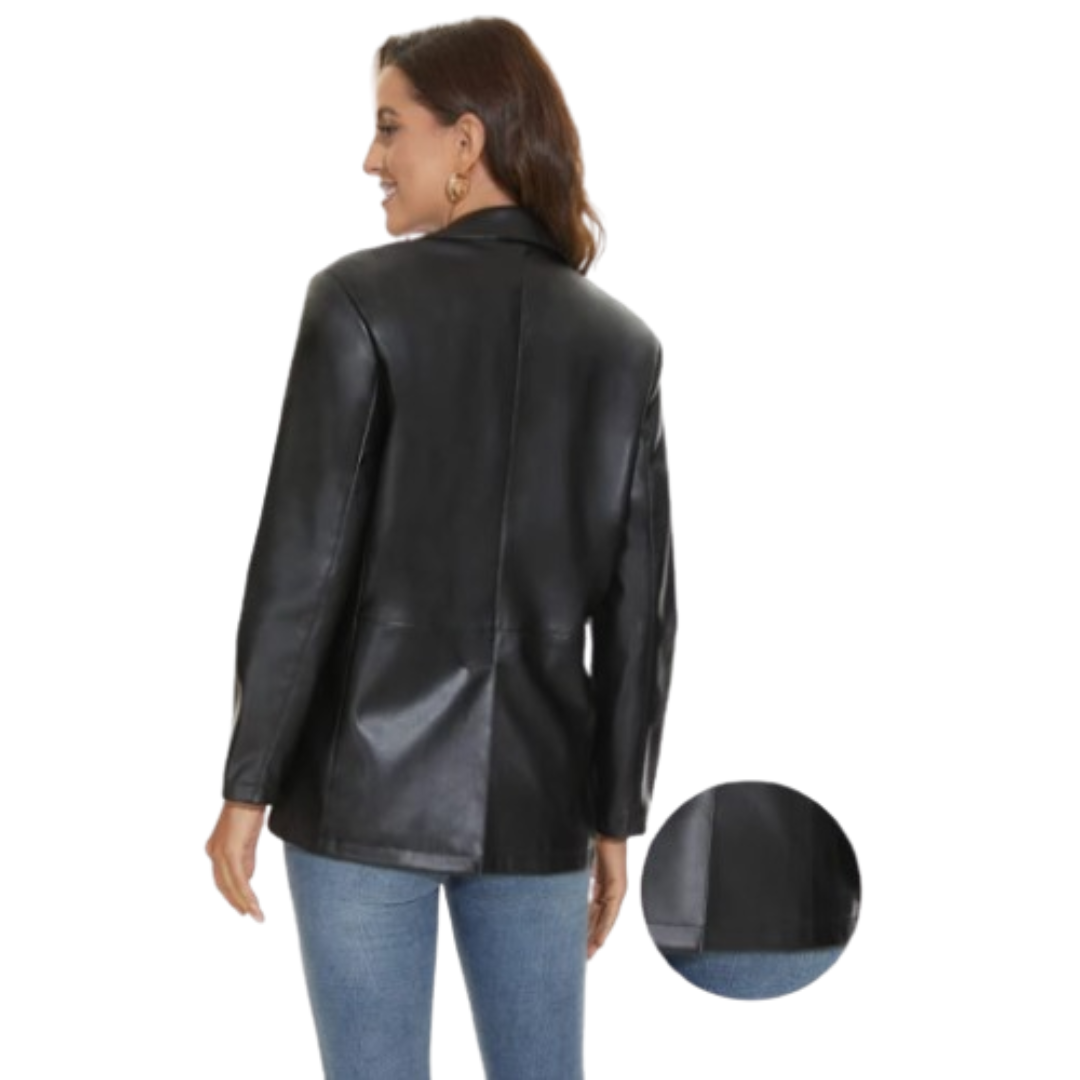 Women's Leather Blazer Black Bomber Jackets