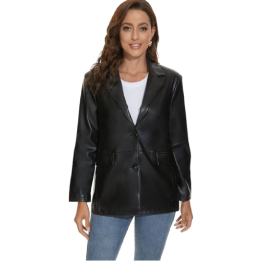 Women's Leather Blazer Black Bomber Jackets