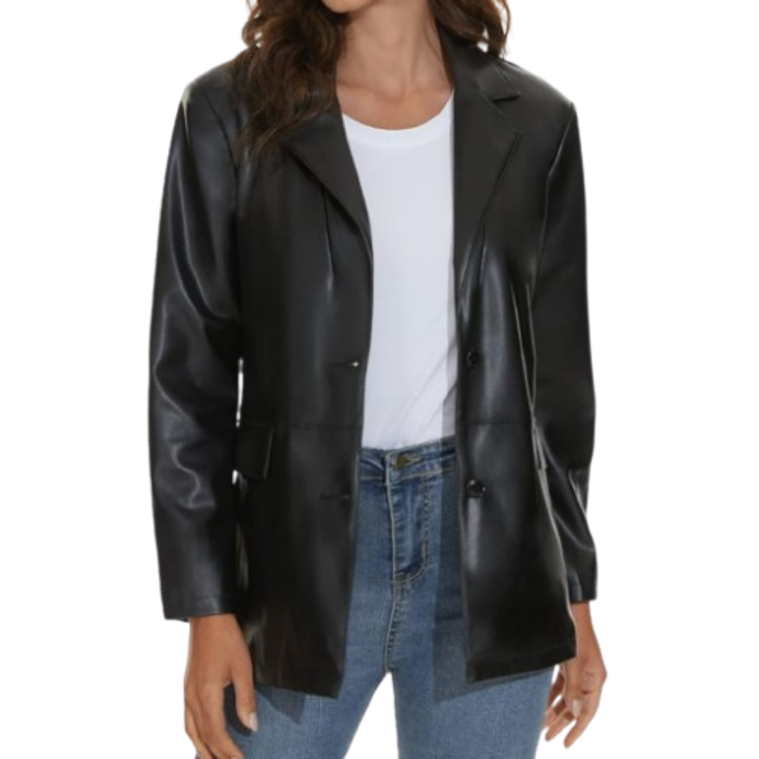 Women's Leather Blazer Black Bomber Jackets