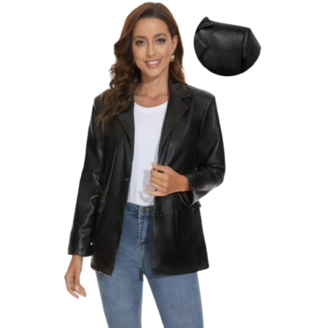 Women's Leather Blazer Black Bomber Jackets