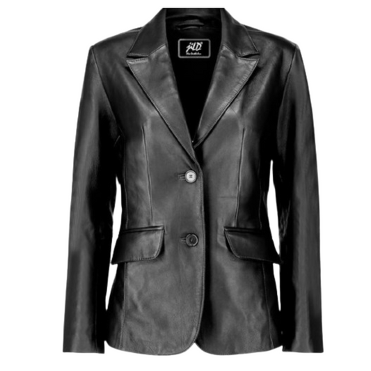 Women's Leather Blazer - Casual Leather Coat Black Bomber Jackets