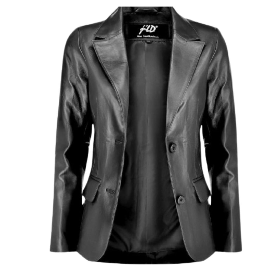 Women's Leather Blazer - Casual Leather Coat Black Bomber Jackets