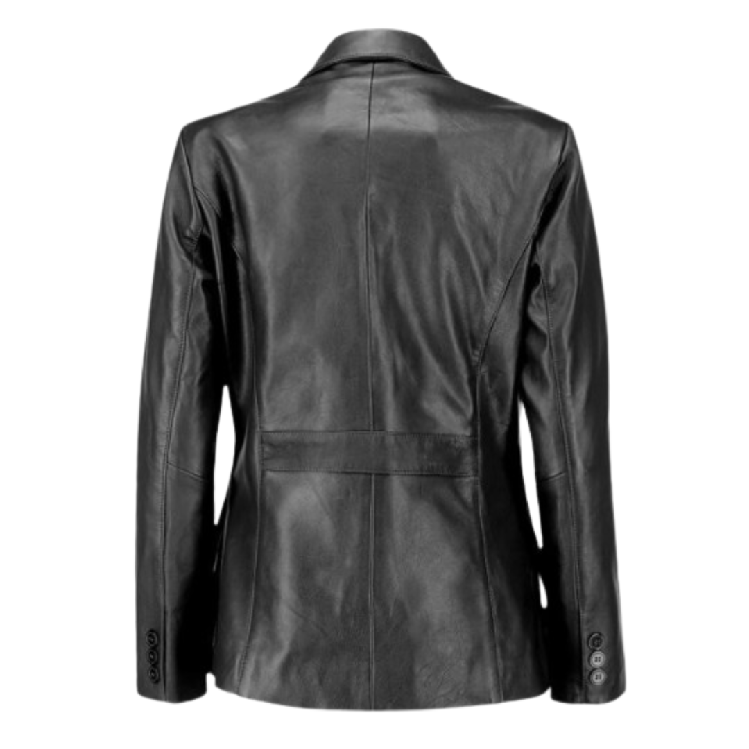 Women's Leather Blazer - Casual Leather Coat Black Bomber Jackets