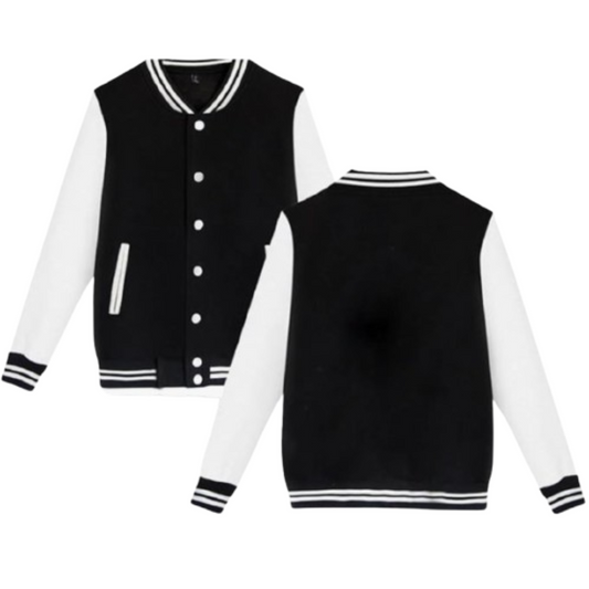 Women's Men's Varsity Letterman Bomber Jacket Black Bomber Jackets