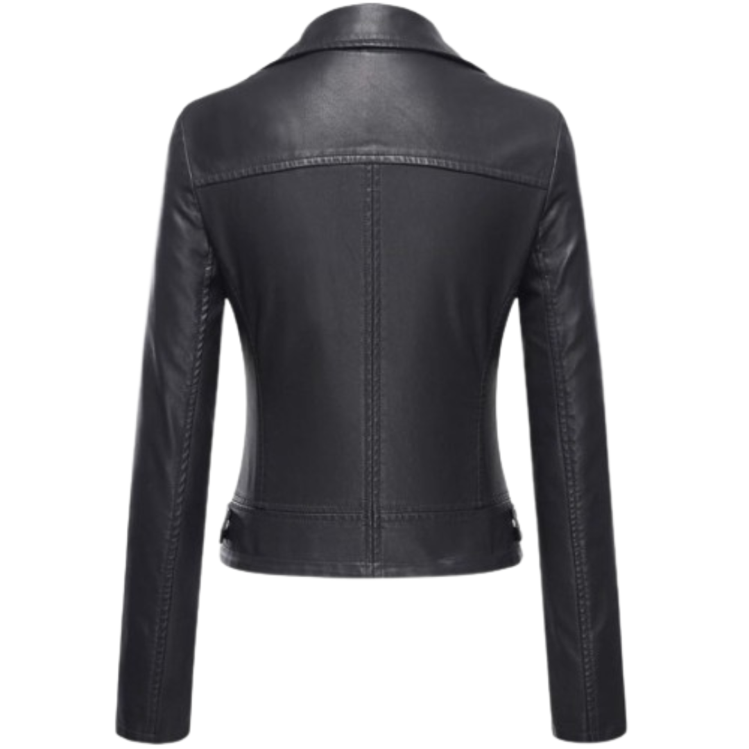 Women's Moto Black Leather Jacket Black Bomber Jackets