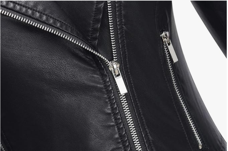 Women's Moto Black Leather Jacket Black Bomber Jackets