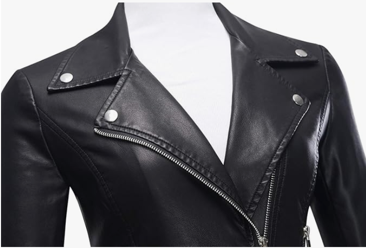 Women's Moto Black Leather Jacket Black Bomber Jackets