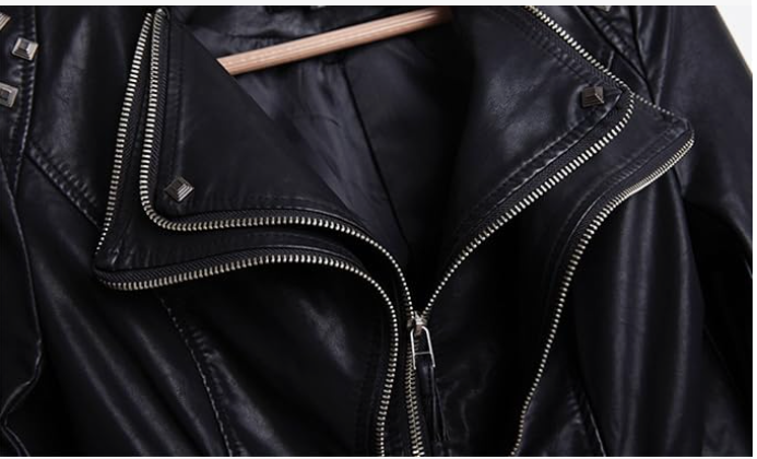 Women's Studded Faux Leather Biker Jacket Black Bomber Jackets