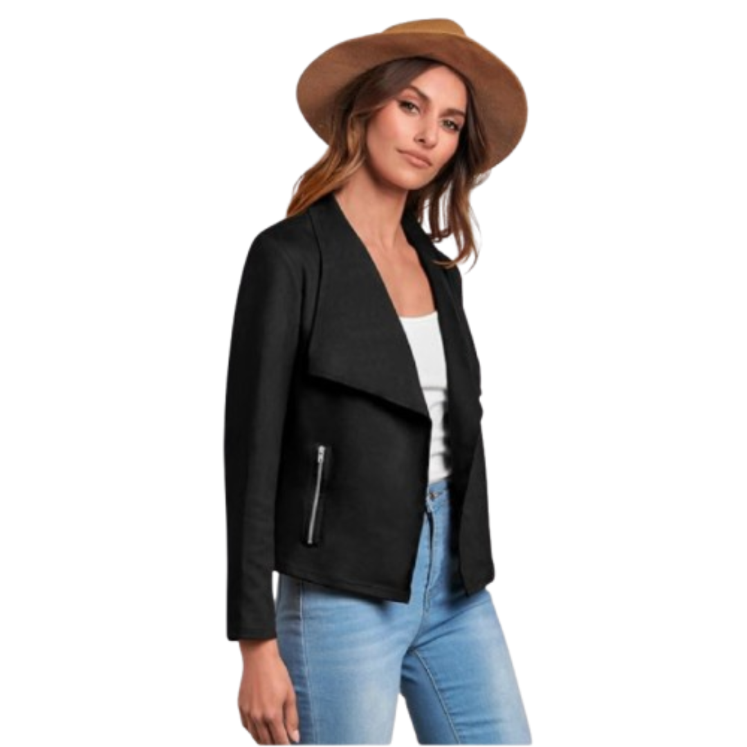 Women's Suede Jackets 2024 Black Bomber Jackets