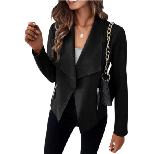 Women's Suede Jackets 2024 Black Bomber Jackets