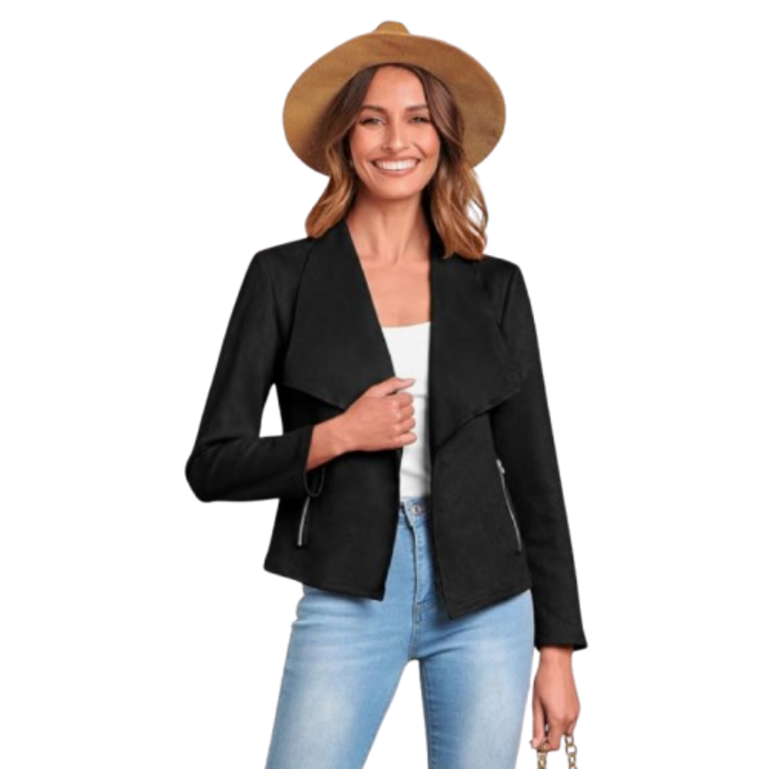 Women's Suede Jackets 2024 Black Bomber Jackets