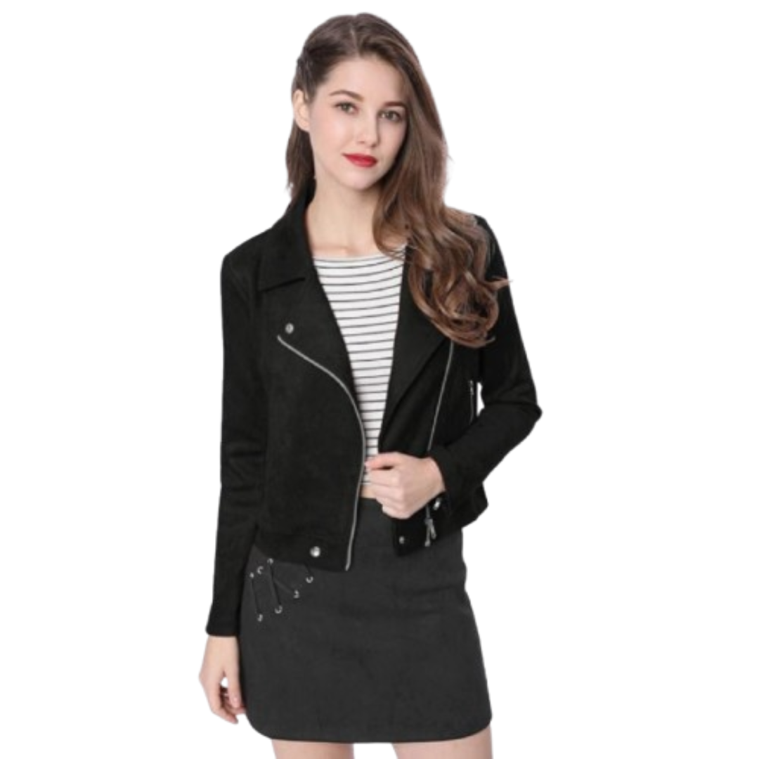 Zip Up Faux Leather Jacket Black Bomber Jackets