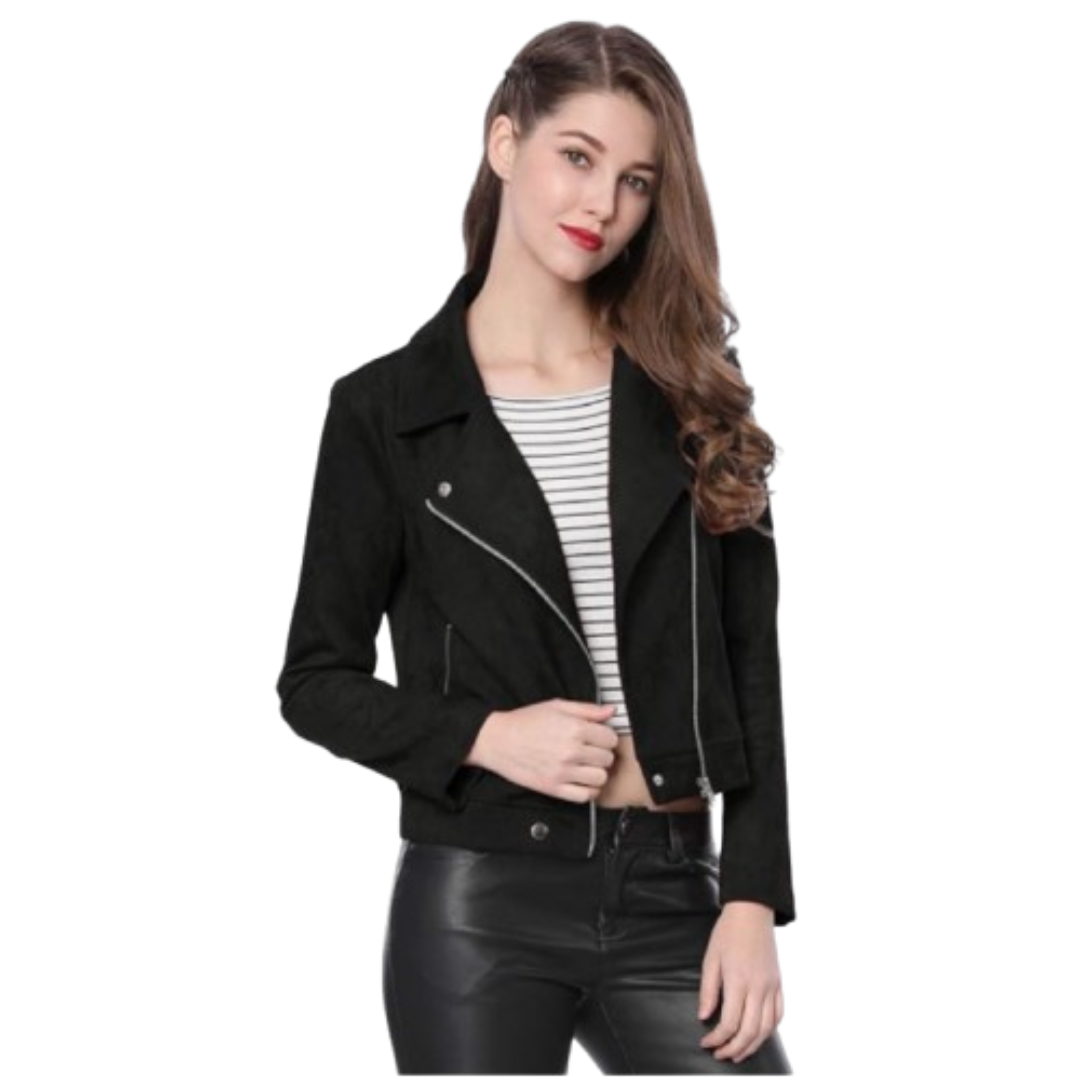 Zip Up Faux Leather Jacket Black Bomber Jackets