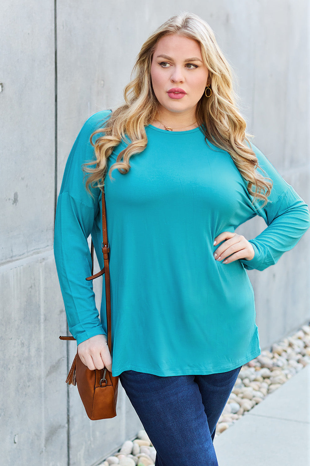 Basic Bae Full Size Round Neck Dropped Shoulder T-Shirt